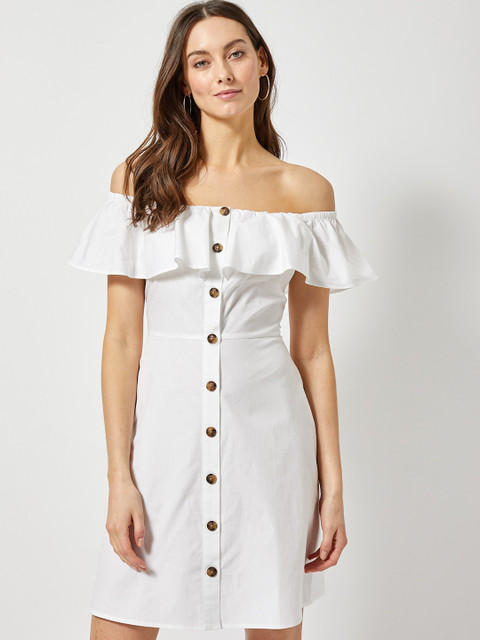 

DOROTHY PERKINS Women White Solid Sheath Dress