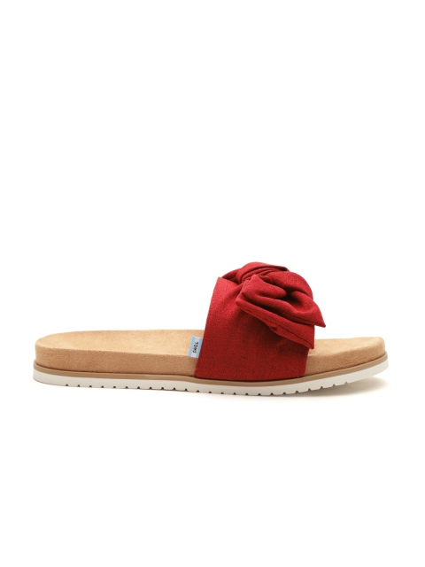 

TOMS Women Red Solid Open Toe Flats