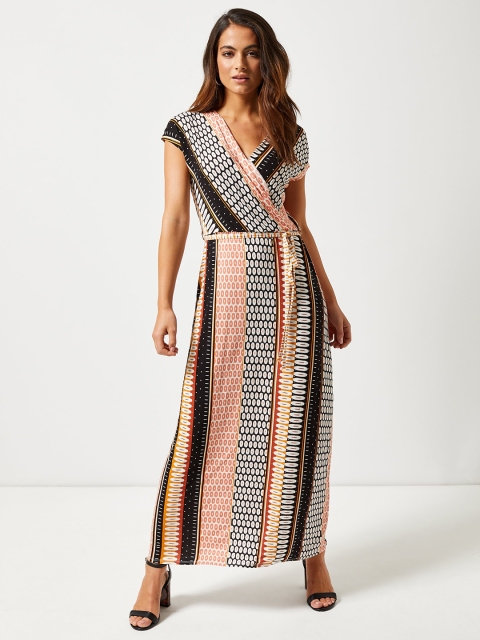 

DOROTHY PERKINS Women Petite Black & Peach-Coloured Printed Maxi Dress