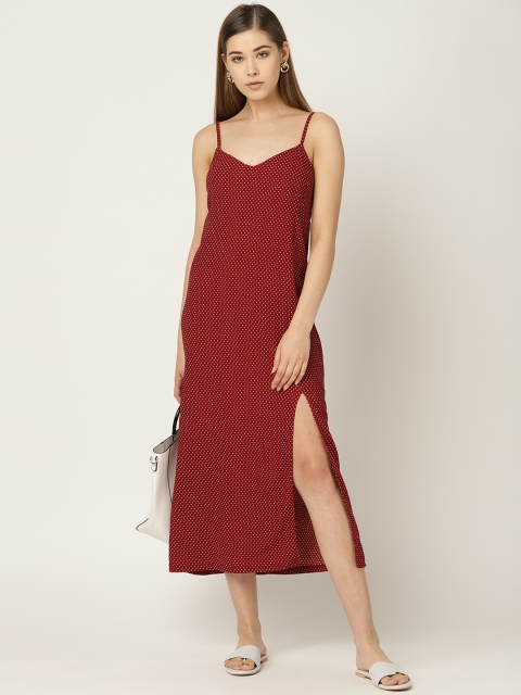

MANGO Women Maroon Printed Sheath Dress