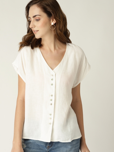 

MANGO Women White Solid Top