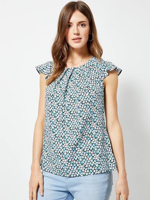 

DOROTHY PERKINS Women Blue & White Printed Top