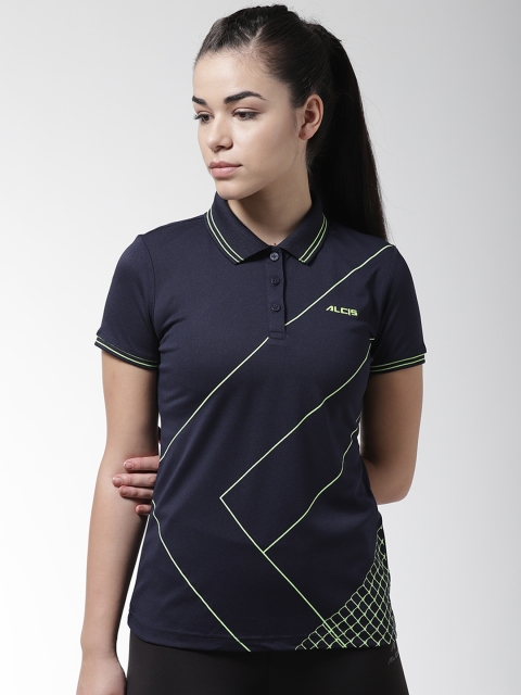 

Alcis Women Navy Blue Printed Polo Collar T-shirt