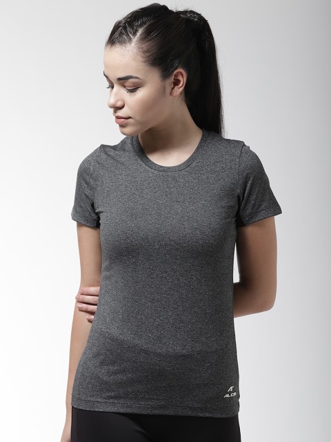 

Alcis Women Charcoal Grey Solid Round Neck Training T-shirt