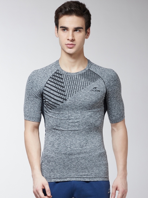 

Alcis Men Grey Melange Printed Round Neck T-shirt