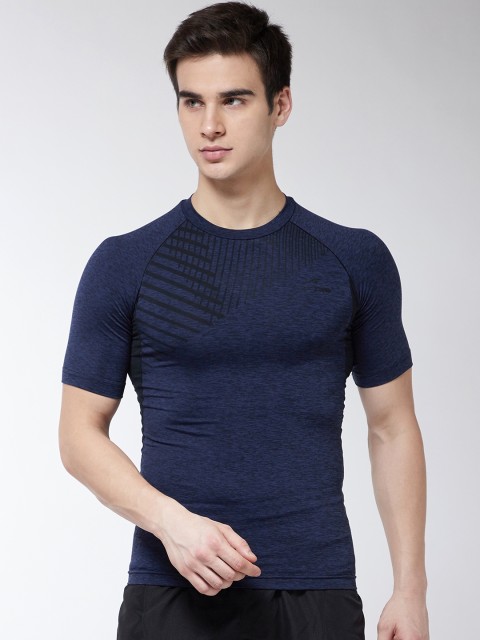 

Alcis Men Navy Blue & Black Printed Detail Round Neck Training T-shirt