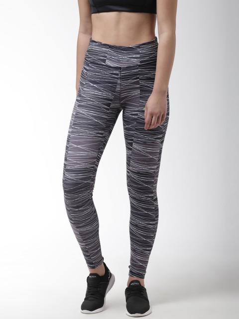 

Alcis Women Grey & White Printed Running Tights