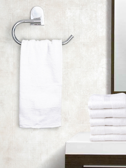 

WELHOME Pack of 6 White Solid 450 GSM Hand Towels