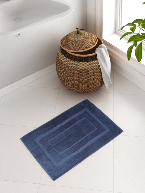 

WELHOME Navy Blue Rectangular 900 GSM Cotton Towelling Bath Mat
