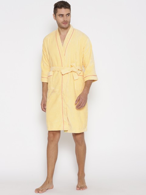 

SPACES Unisex Yellow Solid Bath Robe 1034509