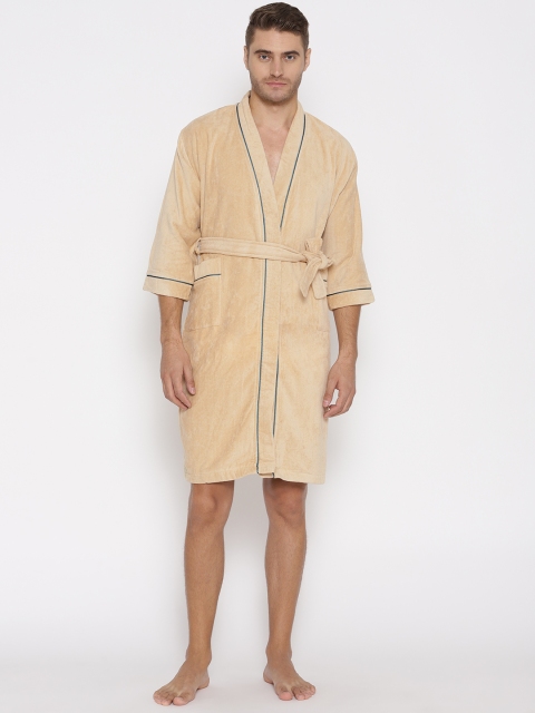 

SPACES Unisex Beige Solid Bath Robe 1034521