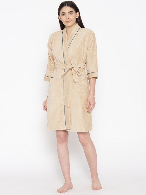 

SPACES Unisex Beige Solid Bath Robe 1034520