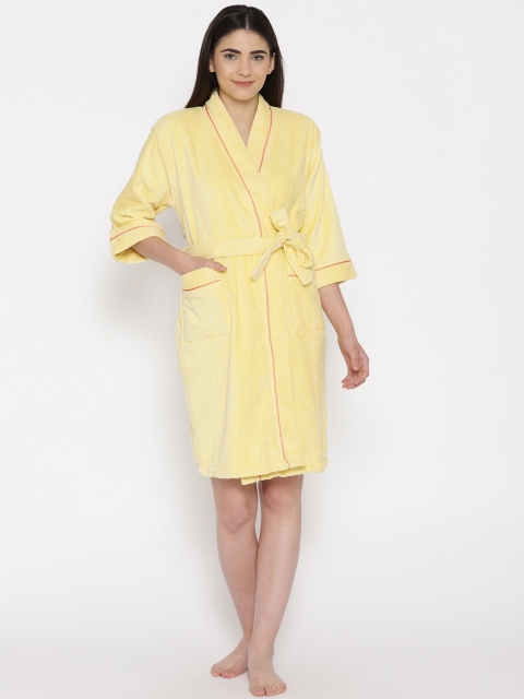 

SPACES Unisex Yellow Solid Bath Robe 1034508