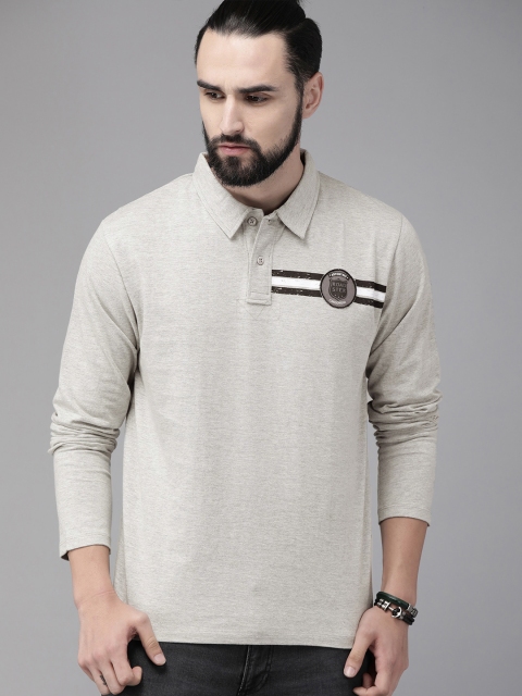 

Roadster Men Grey Solid Polo Collar T-shirt