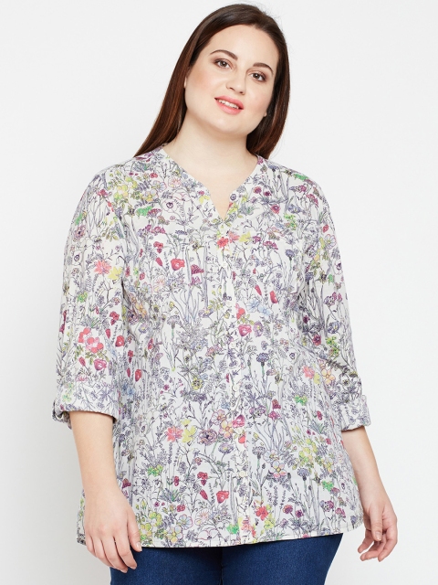 

Oxolloxo Women White Regular Fit Printed Casual Shirt