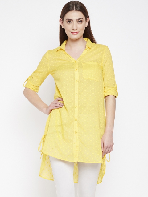 

Oxolloxo Women Yellow Regular Fit Self Design Casual Shirt