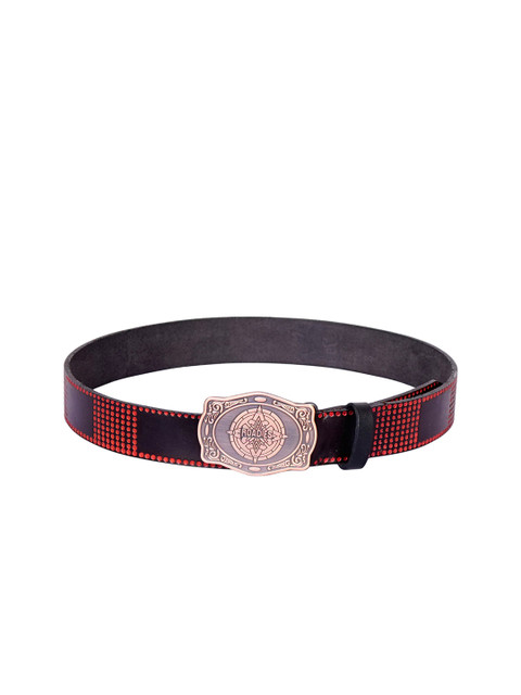 

Justanned Men Brown Textured Leather Belt