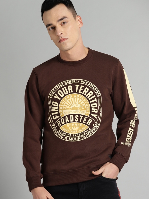 

Roadster Men Brown & Cream-Coloured Printed Sweatshirt