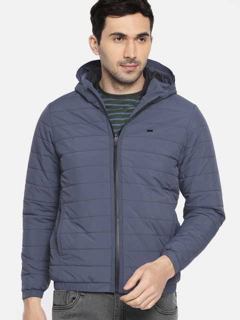 

Roadster Men Navy Blue Solid Lightweight Hooded Jacket