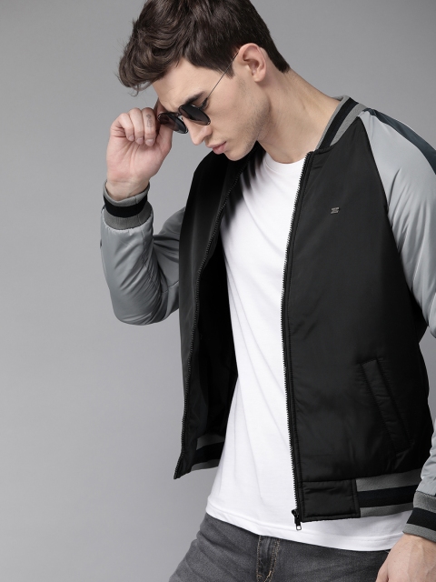

Roadster Men Black Solid Bomber Jacket