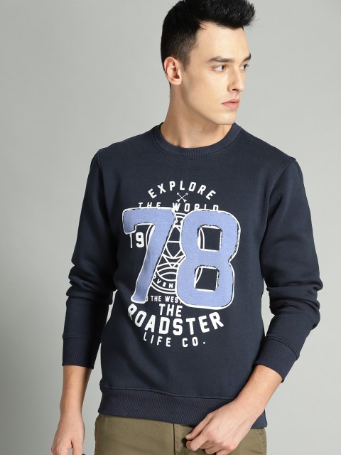 

Roadster Men Blue & White Printed Sweatshirt