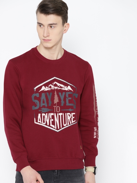 

Roadster Men Maroon & Grey Printed Sweatshirt