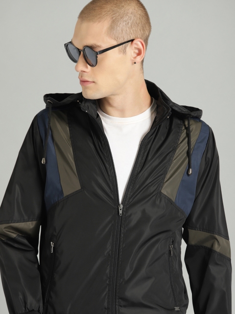 

Roadster Men Black Colourblocked Bomber Jacket