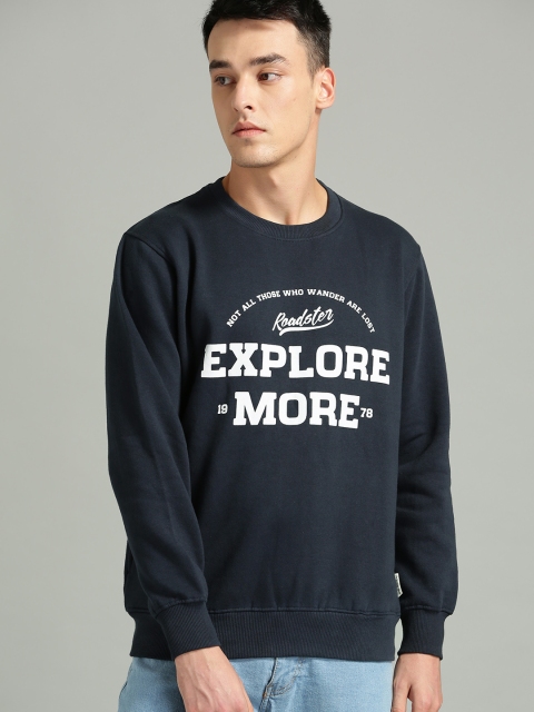 

Roadster Men Navy Blue & White Printed Sweatshirt