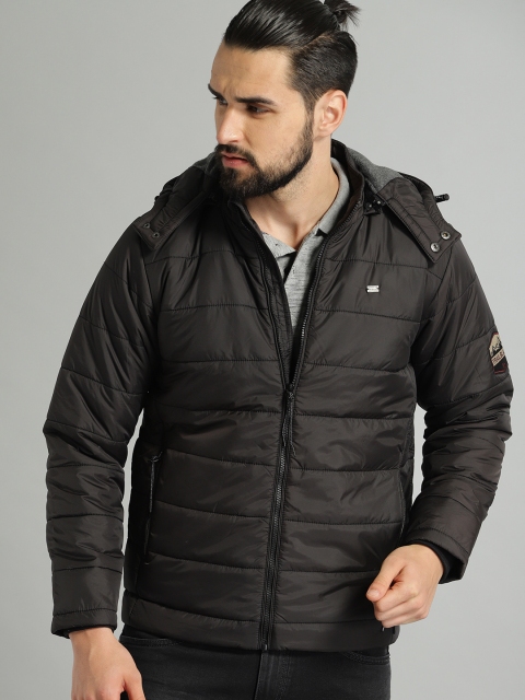 

Roadster Men Black Solid Puffer Jacket