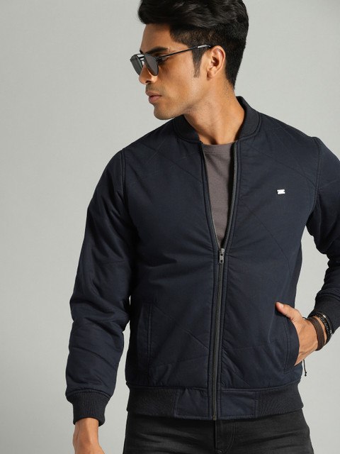 

Roadster Men Navy Blue Solid Jacket