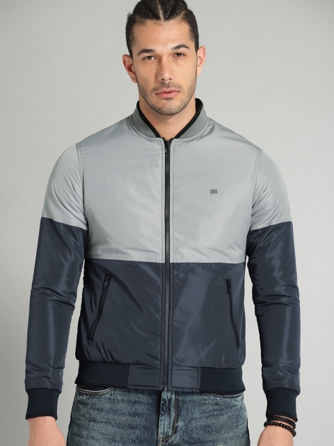 

Roadster Men Navy Blue Colourblocked Bomber Jacket