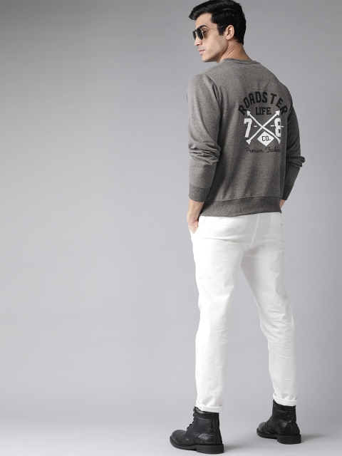 

Roadster Men Charcoal Grey Printed Back Sweatshirt