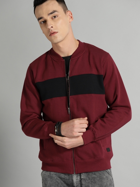 

The Roadster Lifestyle Co Men Maroon & Black Colourblocked Sweatshirt