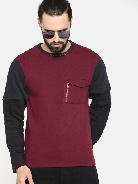 

The Roadster Lifestyle Co Men Maroon & Black Colourblocked Sweatshirt
