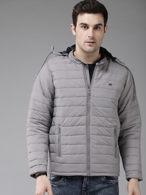 

Roadster Men Grey Solid Puffer Jacket