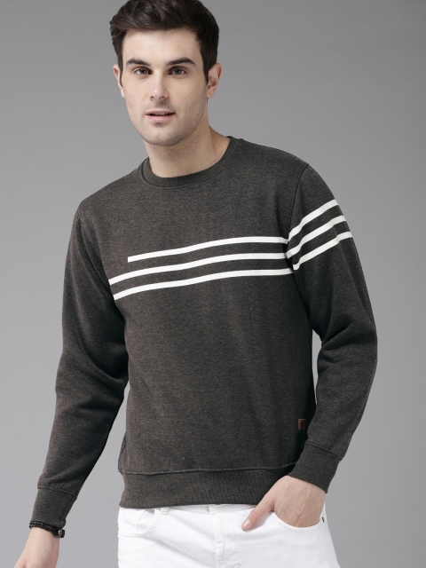 

Roadster Men Charcoal Grey & White Printed Sweatshirt