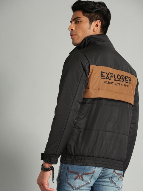 

Roadster Men Black Solid Padded Jacket