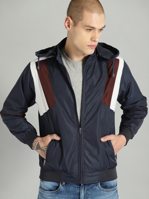 

The Roadster Lifestyle Co Men Navy Blue Solid Jacket
