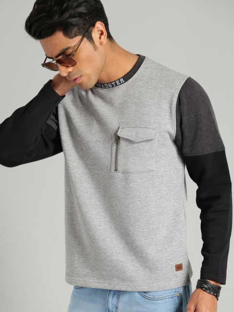 

Roadster Men Grey Melange Solid Sweatshirt