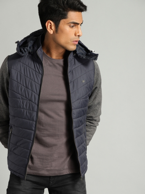 

Roadster Men Navy Blue Colourblocked Jacket