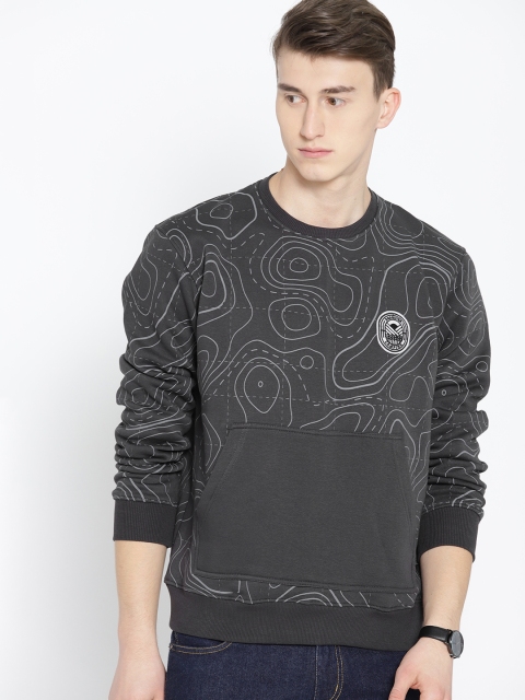 

Roadster Men Charcoal Grey Printed Sweatshirt