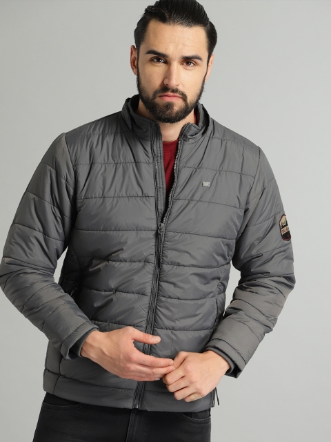 

Roadster Men Grey Solid Puffer Jacket