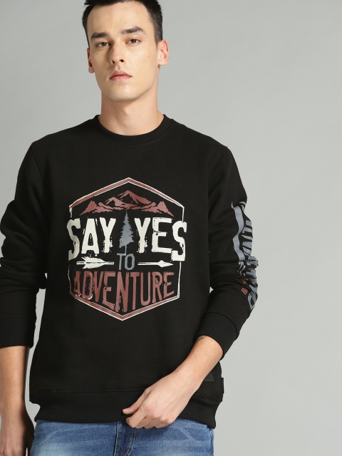 

Roadster Men Black & Off-White Printed Sweatshirt