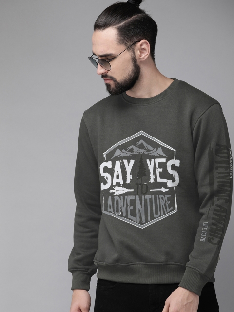 

Roadster Men Charcoal Grey Printed Sweatshirt