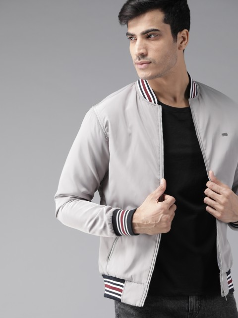 

The Roadster Lifestyle Co Men Grey Solid Bomber Jacket