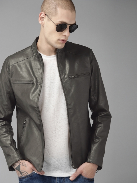 

Roadster Men Grey Solid Jacket