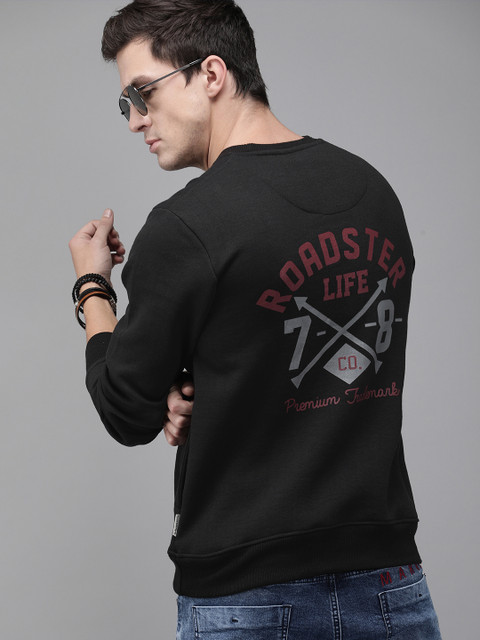

Roadster Men Black & Grey Printed Sweatshirt