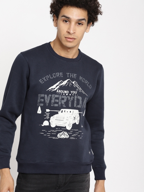 

Roadster Men Navy Blue Printed Sweatshirt
