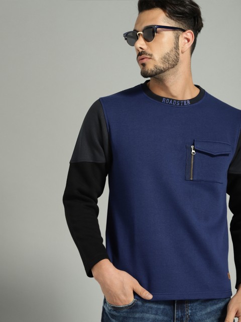 

Roadster Men Navy Blue Solid Pullover Sweatshirt