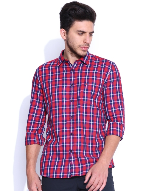 

Parx Red & Navy Checked Slim Casual Shirt